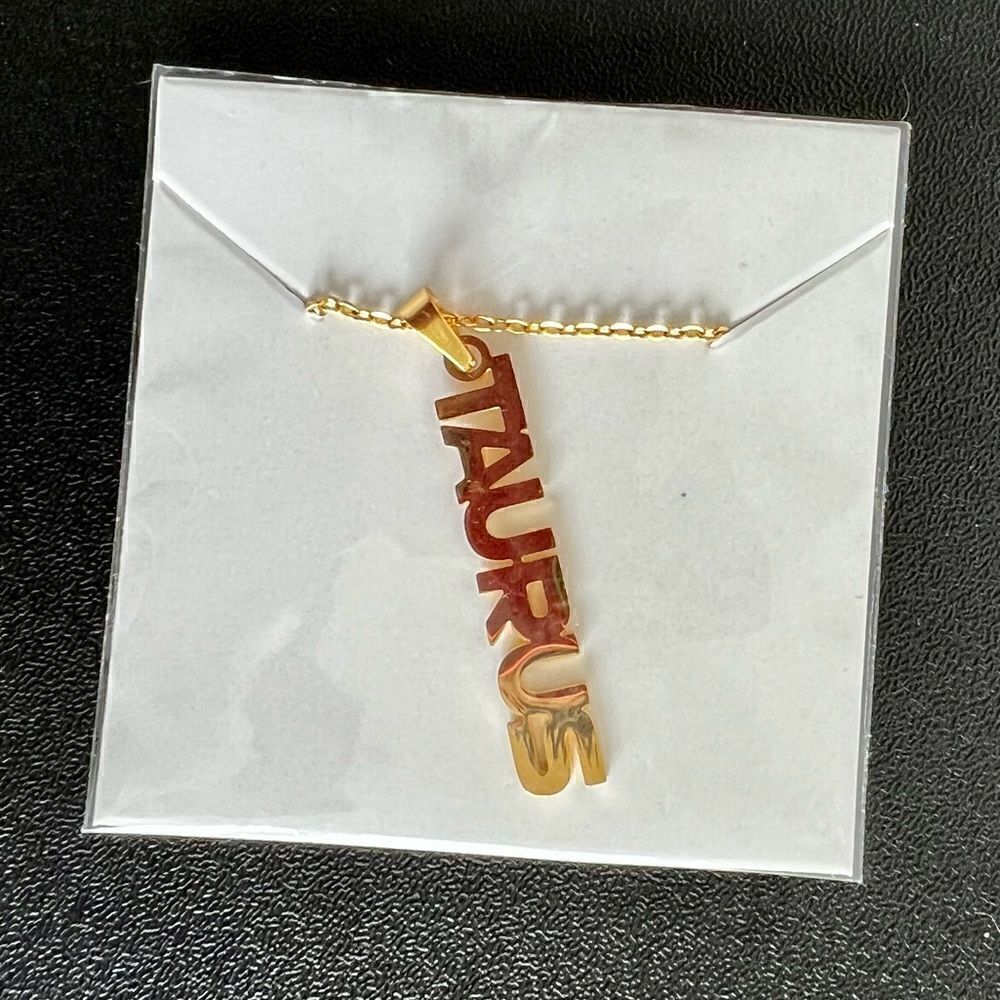 Gold Personality Zodiac vertical Necklaces, Horoscope pendants Star sign